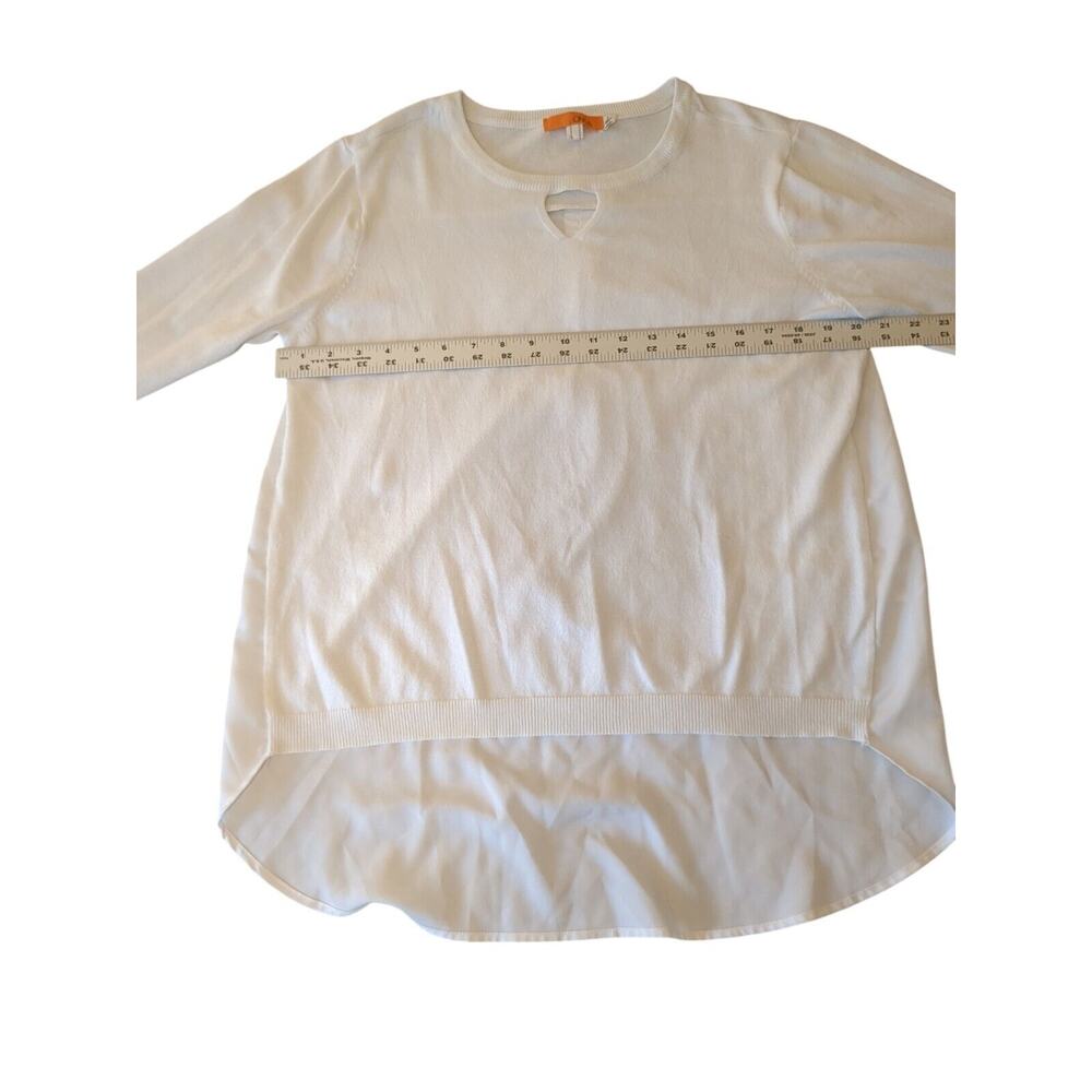 One A mixed Fabric High Low Blouse/Sweater White Size L - Picture 3 of 8